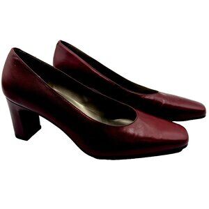 Bandolino Burgundy Block Heel Pumps 7M  Quiet Luxury Office Chic 2.75" Heel